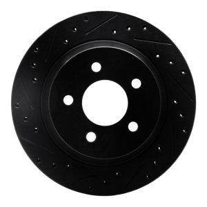 Ford Mustang Brake Rotor (1) - Rear Left - R1 Concepts - Drilled & Slotted - Black - `94-`04